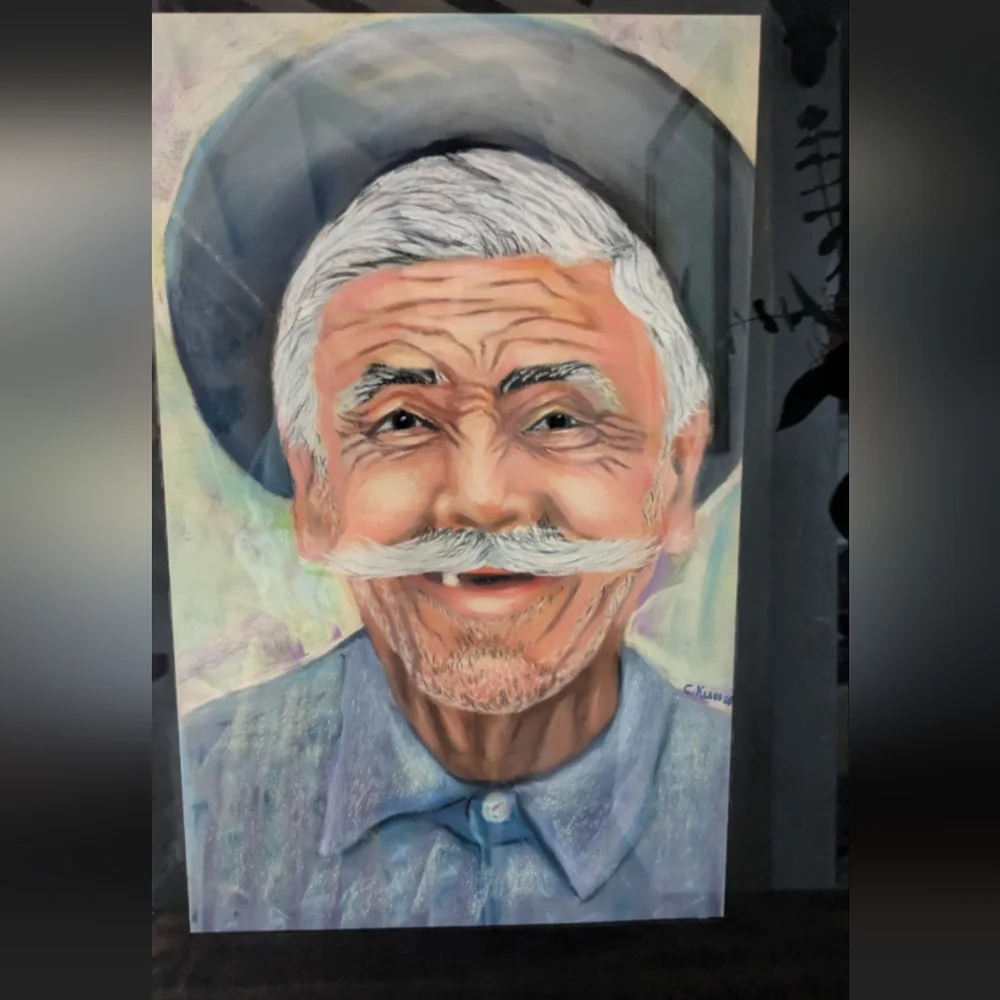 Original Framed Drawing Grandfather/Abuelo – One of a Kind, Artist Signed C Klas